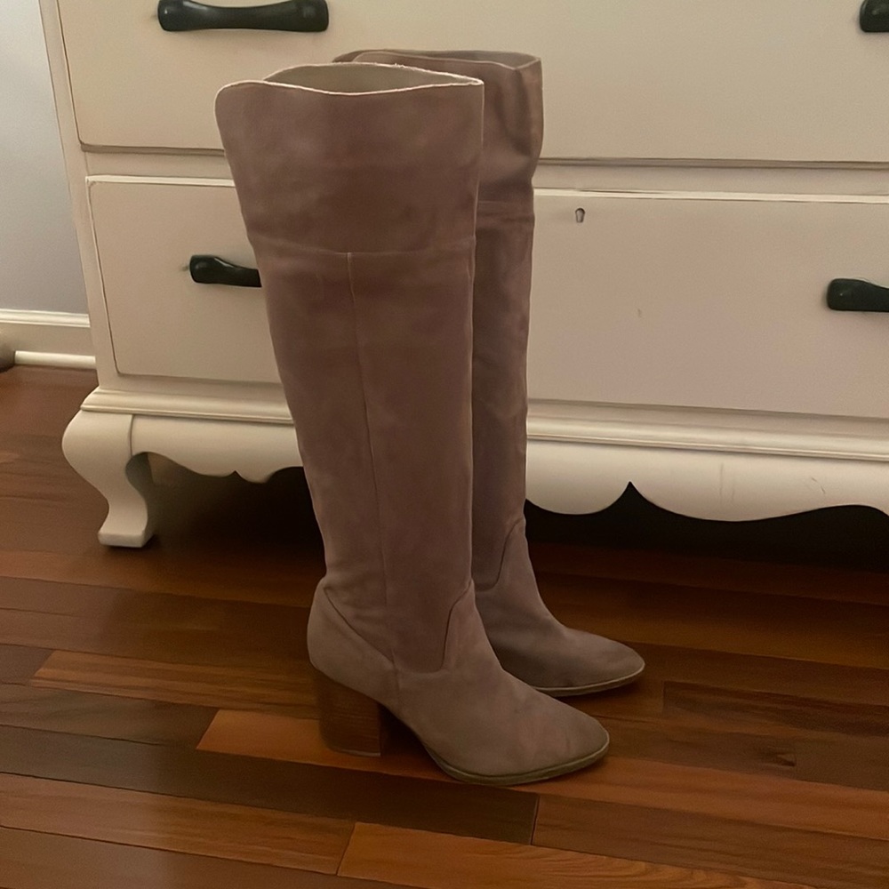 Tan suede knee high Steve Madden boots